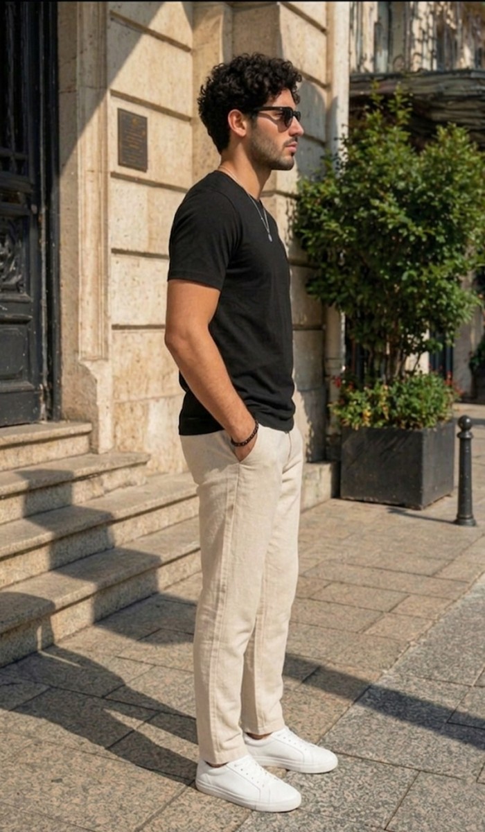 Erkek Siyah Basic T-Shirt 